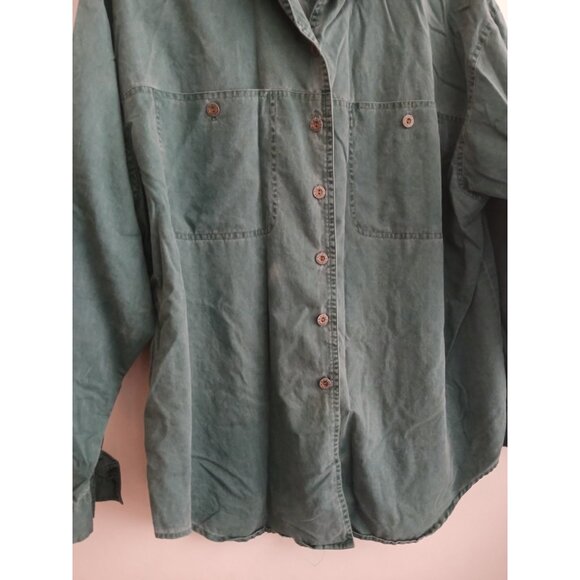 Venezia Womens 18/20 Green Button Down Shirt Long Sleeve Casual 90s Grunge - Picture 2 of 4